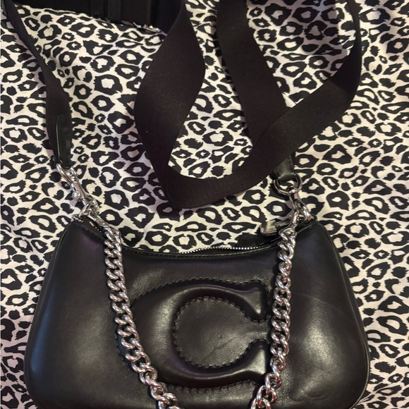 COACH Black Leather Chain Shoulder Bag/Crossbody - Picture 4 of 7